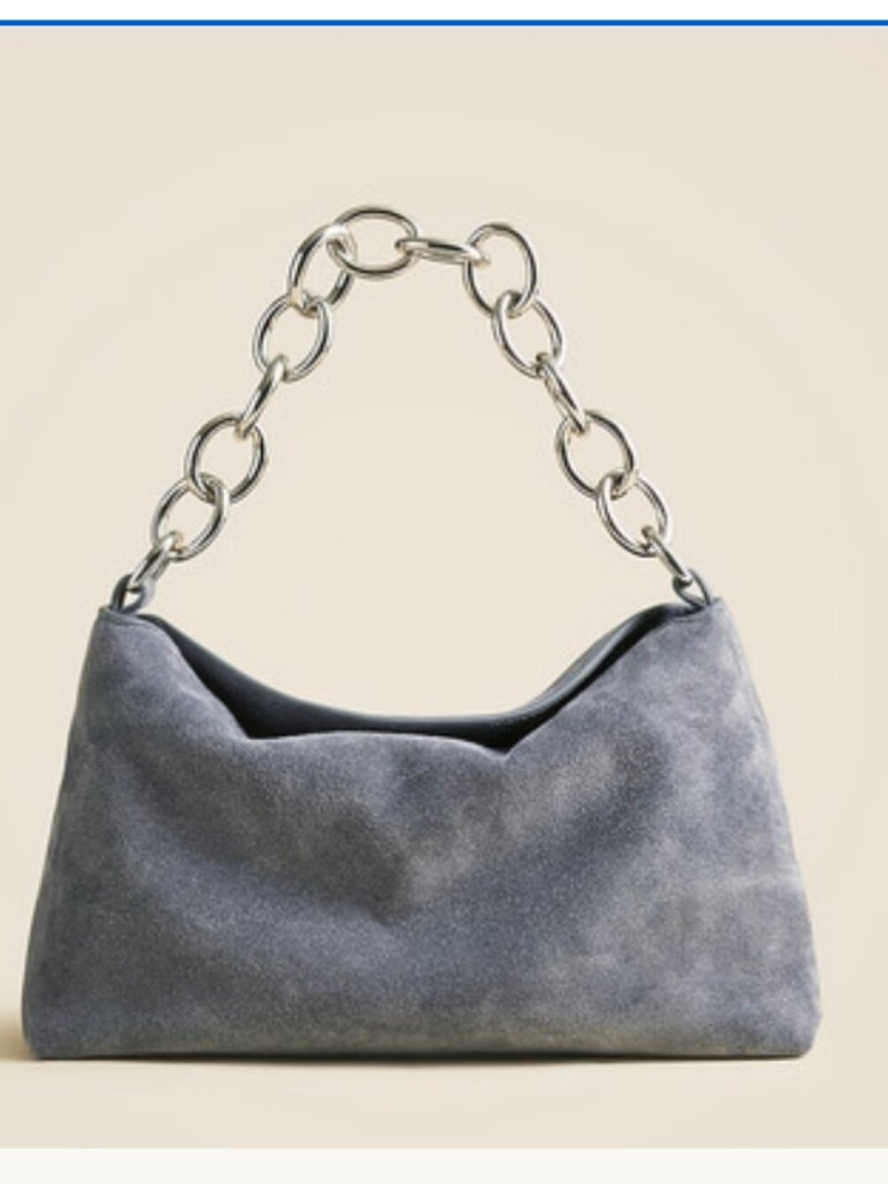 J.Crew Small Berkeley Bag in Grey Suede Silver chainlink strap. NWT